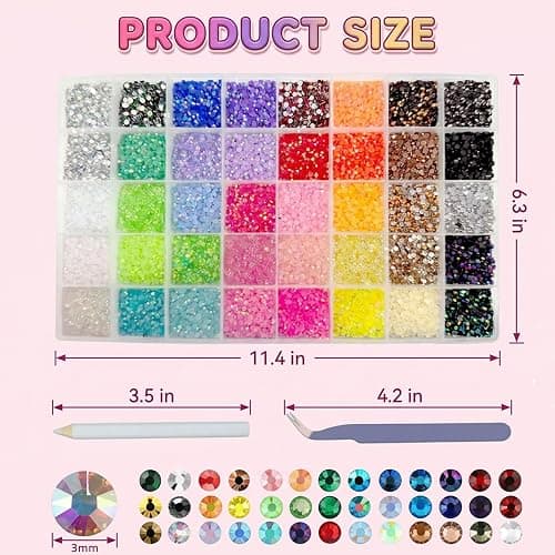 hautllaif 32000pcs Nail Art Rhinestones,40 Colors Bedazzling Kit，3mm Resin Flatback Rhinestone Kit with Tweezers & Pickup Pen,Bedazzler Kit for DIY Crafts,Nail Gems thumbnail 2