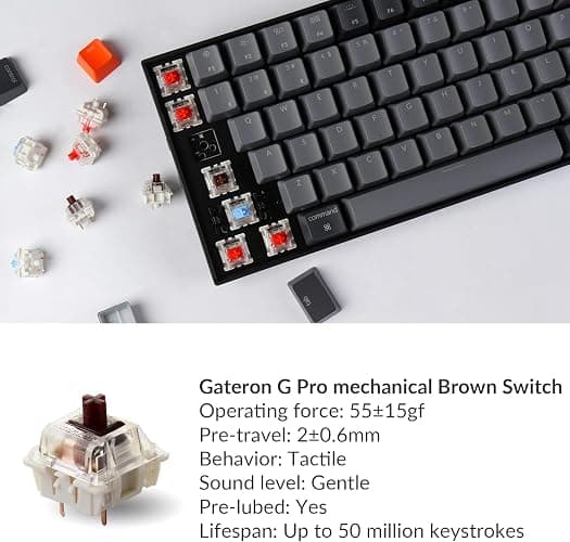 Keychron K4 96% Layout 100 Keys Wireless Bluetooth 5.1/Wired USB Mechanical Gaming Keyboard with Gateron G Pro Brown Switch White LED Backlight N-Key Rollover for Mac Windows PC-Version 2 thumbnail 4