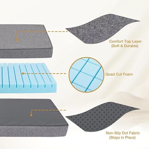 Flex Grid Memory Foam Dog Bed for Large Dogs, Large Washable Dog Bed with Removable Cover, Flex Grid Memory Foam Support & Anti-Slip Bottom, Joint Relief Pet Sleeping Mat for Dogs (Grey, Medium) thumbnail 9