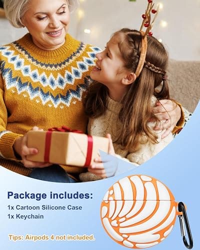 Boaretiu for AirPods 4 Case Cute Kawaii - 3D Soft Silicone Case Cover with Keychain for Women Girls Teens Food Funny Unique Pretty Fashion Design Protective Skin Case for Airpods 4, White Bread thumbnail 6