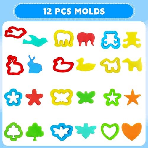 28Pcs Dough and Clay Play Tools Kit for Kids, Modeling Clay Accessories with Animal Cutters, Rolling Pins, Safety Scissors, Dough Extruder & Rollers thumbnail 4
