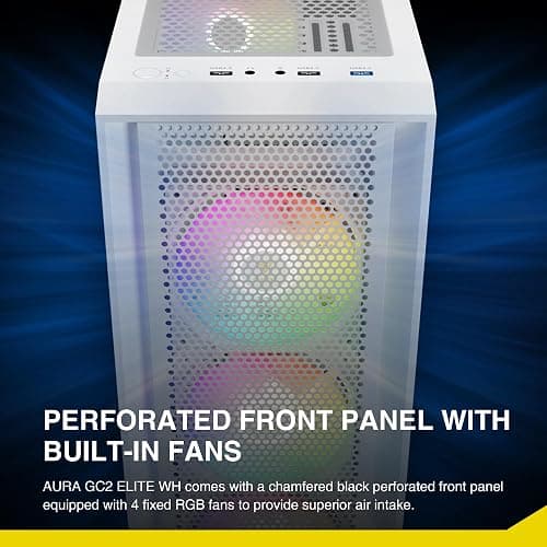 GAMDIAS White ATX Mid Tower Gaming Computer PC Case with Side Tempered Glass, Preinstalled 4X 120mm ARGB Fans, Support Up to 6X 120mm Fans, 360mm AIO/Radiator, 340mm GPU/VGA, 160mm CPU Air Cooler thumbnail 6