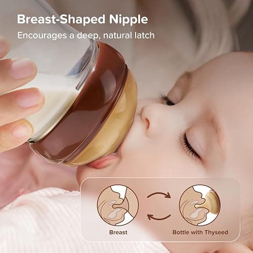 Thyseed Anti-Colic Glass Baby Bottle for Breastfed Infants, Natural Feeding, Breast-Like Newborn Slow Flow Nipple (1m+), 5 oz, 2 Pack thumbnail 8