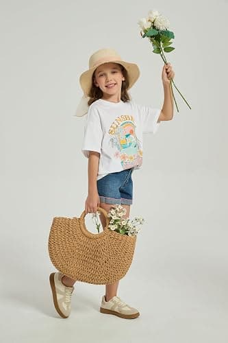 QJQ Girl's Cute Graphic T Shirts Short Sleeve Crewneck Tees Summer Trendy Preppy Tops Clothes thumbnail 9