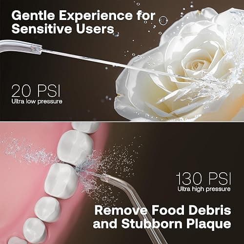 Bitvae C6 Water Dental Flosser Teeth Picks, Portable Cordless Oral Irrigator, IPX7 Waterproof Braces Flossers Cleaner, 5 intensities 6 Jet Tips, Rechargeable Water Dental Picks for Cleaning, Pink thumbnail 5