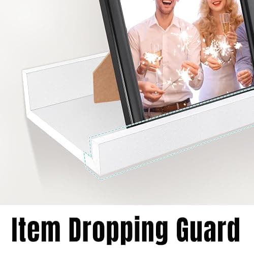 LaVie Home Floating Shelves for Wall Storage Set of 4, 15.6 Inch Picture Ledge Shelf, White Wall Shelves with Lip for Kitchen, Bedroom, Bathroom, and Living Room thumbnail 7