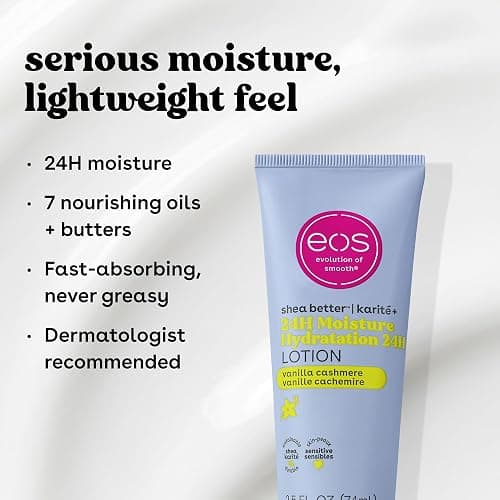eos 24H Moisture Travel Body Lotion- Vanilla Cashmere, Travel Size Essential, Toiletries, Mini Body Lotion For Dry Skin, 2.5 fl oz thumbnail 4