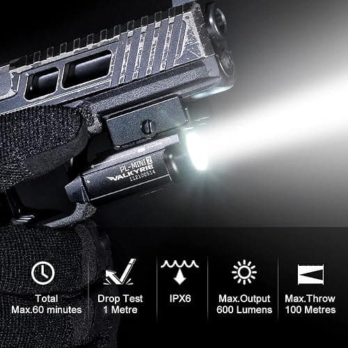 OLIGHT PL-Mini 2 Valkyrie 600 Lumens Magnetic USB Rechargeable Compact Weaponlight with Adjustable Rail, High Performance CW LED Tactical Flashlight with Built-in Battery thumbnail 4