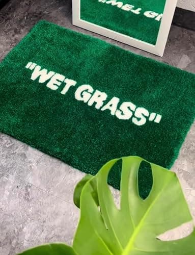 LUXAPE Wet Grass Rug - Tufted Hypebeast Decor - Handmade & Premium - 32 * 20in (80 * 50cm) - Hypebeast Room Decor - Off White Rug - Aesthetic Bape bathmat - Luxape Hypebeast thumbnail 5