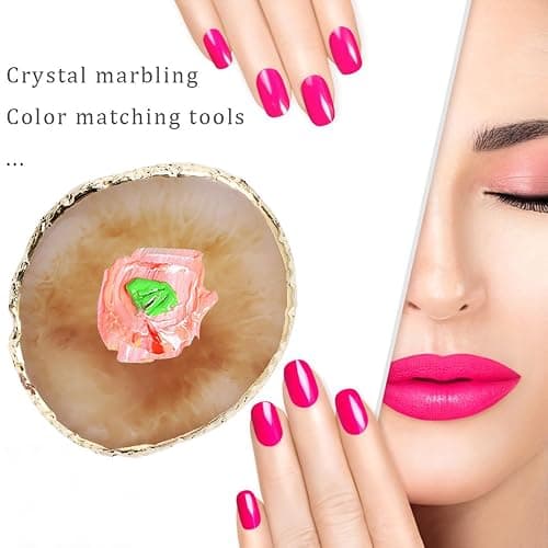 2 Pcs Resin Nail Art Palette, Nail Art Painting Mixed Color Palettes Gold Edge Nail Holder Nail Art Display Board (Coffee, White) thumbnail 7