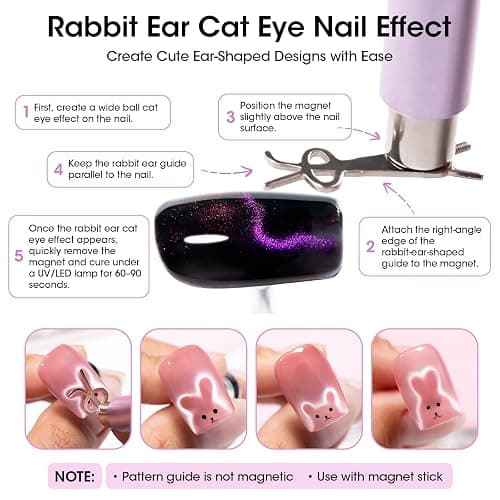 Gellen Cat Eye Magnet, Double-Ended Nail Magnet Tool Kit for Gel Polish | Complete Set with Dual Magnet Pen, Ball Magnets & Guide Plates to Create 3D Cat Eye Effects for DIY or Salon Nail Art. thumbnail 7