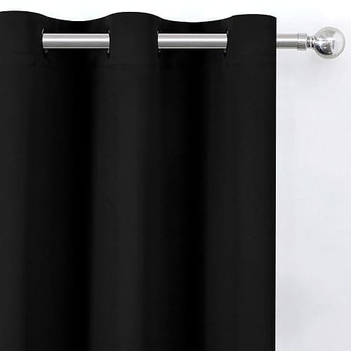 LEMOMO Blackout Curtains 52 x 84 inches Long Black Curtains Set of 2 Panels Thermal Insulated Room Darkening Curtains for Bedroom thumbnail 5
