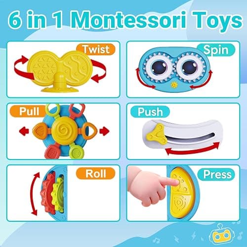 MoraBaby Robot Musical Busy Cube for Toddlers 1-3 Years Old | Montessori 6-in-1 Activity Toys for 1+ Years Old, Lights & Sounds, Wheels for Tummy Time & Crawling, Baby Boy & Girl Gifts thumbnail 4