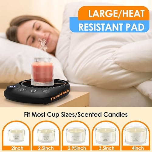 KitchekShop Coffee Mug Warmer - Fastest Heating & Highest Temperature, Coffee Cup Warmer for Desk Auto Shut Off, 4 Temp Settings & 1-12H Timer, Smart Electric Beverage Warmer for Coffee, Tea (Black) thumbnail 7