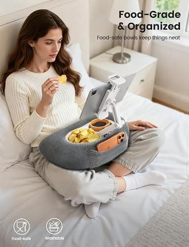 Lamicall Tablet Kindle Pillow Holder for Bed - [360° Adjustable Arm][Snack Bowl] iPad Lap Holder, Mother Day Kindle Accessories for Reading in Bed, iPad Stand for 4.7-13" Tablet, E-Reader, iPhone thumbnail 4