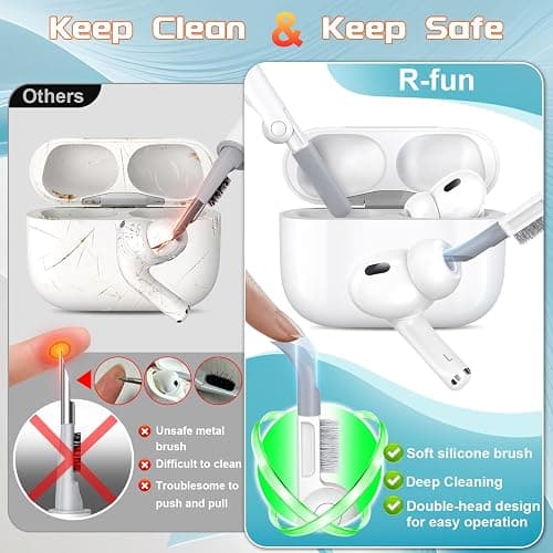 R-fun for AirPods Pro 2nd/1st Generation Case with Cleaner Kit,Soft Silicone Protective Case Cover for Apple AirPod Pro 2/1 for Women Men,AirPods Pro Case Accessories with Keychain,Forest Green thumbnail 5