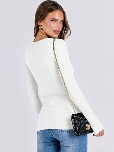 ANRABESS Women Long Sleeve Shirts Rib Knit Slim Fit Tops Basic Tee 2025 Fall Outfits Casual T-Shirt Underscrubs Layer Clothes thumbnail 5
