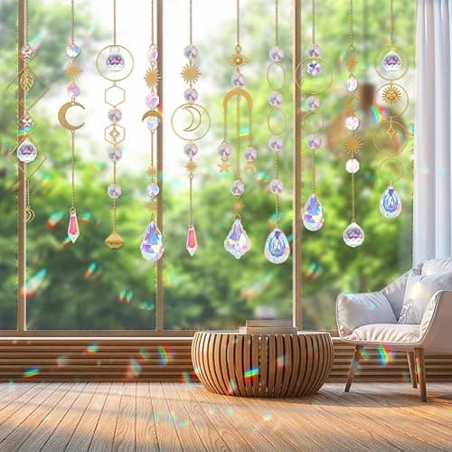 HYBEADS 200 pcs DIY Sun Catchers Making Kits Craft for Adults Crystal Suncatchers Supplies Stained Glass Window Hanging Prism Indoor Outdoor Garden Xmas Decor with Rainbow Maker Pendants Chains thumbnail 4
