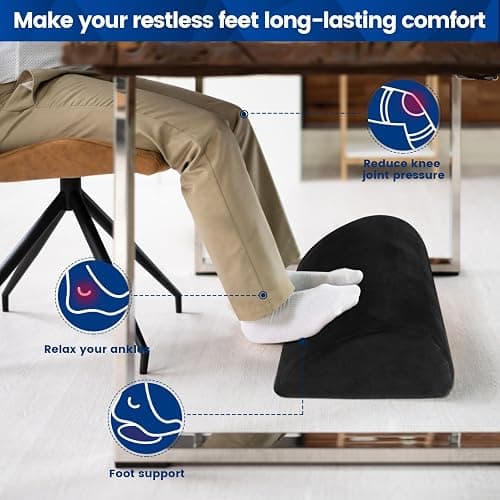 Foot Rest for Under Desk at Work,Office Desk Accessories with Soft Foam and Washable Removable Cover, Foot Stool for Office, Car, Home to Foot Support and Relax Ankles, Black thumbnail 4