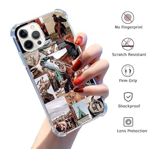 Eurdosmk Cowboy Cowgirl Riding Horse Case Compatible with iPhone 14 Pro Max, Hippie Aesthetic Wild West Scenery Case for iPhone 14 Pro Max, Trendy Cool TPU Bumper Phone Case Cover - Cowboy Cowgirl thumbnail 2