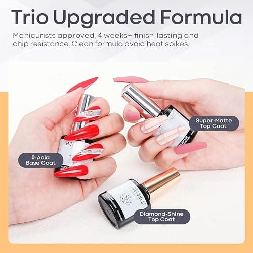 Modelones Matte Gel Top Coat and Base Coat for Gel Nail Polish, 3Pcs 10 ml No Wipe Matte Effects & Shiny Top Coat, Long Lasting High Gloss DIY at Home thumbnail 2