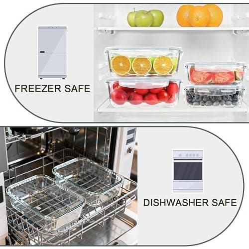 KOMUEE 4 Pack 63oz+27oz Large Glass Food Storage Containers Set with Airtight Lids, BPA-Free, Meal Prep Containers for Storing, Freezer, Microwave and Oven Safe thumbnail 5
