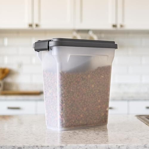 IRIS USA Dog Food Storage Container, Airtight Lid, 2-Cup Scoop, Up to 13 Pounds Pet Food Storage, Versatile Pet Food Bin, Treats, BPA Free, Dark Gray thumbnail 4
