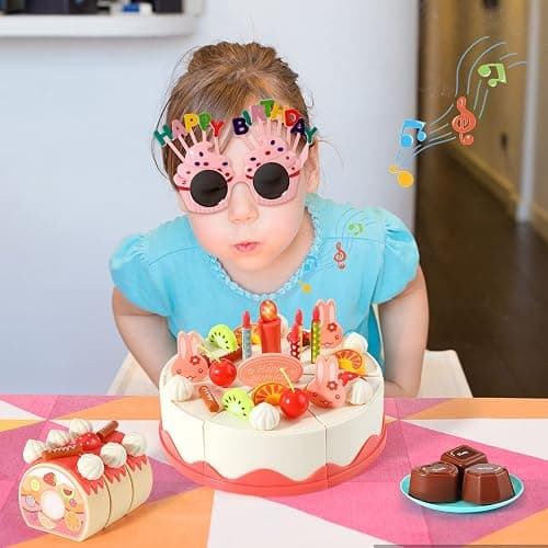 82 PCS Birthday Cake Food Play Set - Food Toy Pretend Cutting Play Cake Desserts Ice Cream and Donuts Food Toys - Birthday Gifts Toy Set for Boys Kids Girls thumbnail 2