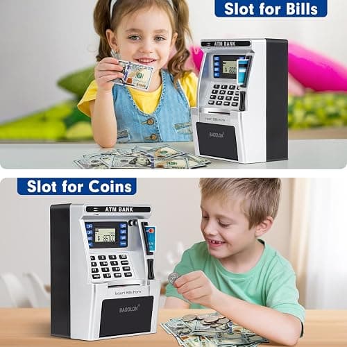 BAODLON Piggy Bank for Kids, ATM Machine Bank for Real Money with Debit Card, Bill Feeder, Coin Recognition, Balance Calculator, Electronic Savings Safe Box, Cool Stuff Toys Gifts for Teen Boys Girls thumbnail 5
