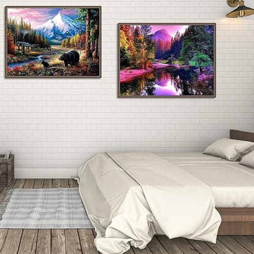 6 Pack Paint by Number for Adult Kits, JATOK 6 Sets Independent of Pigments DIY Landscape Oil Painting by Number Kits on Canvas for Adults Beginners for Home Wall Decoration 12 x 16in/30x40cm,Independent packaging Without Frames thumbnail 6
