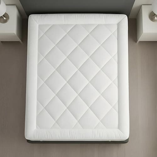 LUXE BEDDING Mattress Topper Double, 10cm Thick, Cloudlike Super Soft Microfiber, Hypoallergenic, Machine Washable, with Corner Elastic Straps White, (137 x 190cm) thumbnail 8