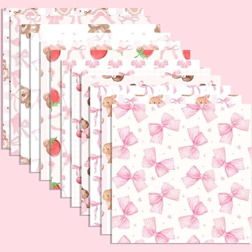 24 Sheets Pink Bow Scrapbook Paper Pink Cute Rabbit Bear Cherry Strawberry Patterned Paper for Card Making Scrapbook Photo Album Journal DIY Craft, 11.8 × 11.8 Inches thumbnail 9