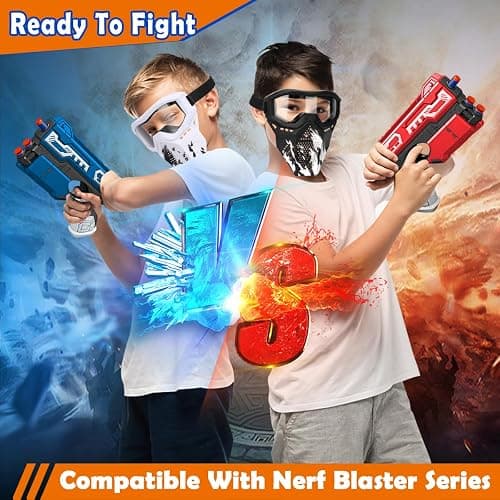 POKONBOY Upgraded 2 Pack Tactical Mask, Mask with Goggles Compatible with Nerf Rival, Apollo, Zeus, Khaos, Atlas, Artemis and N-Strike Elite Blasters (White & Black) thumbnail 5