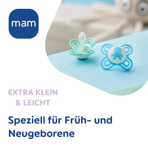 MAM Perfect Start Schnuller im 2er-Set, speziell für Neugeborene, zahnfreundlicher Baby Schnuller aus nachhaltigen & bio-erneuerbaren Materialien, mit Schnullerbox, 0-2 Monate, Bär/Elefant - 0-2 Monate - Bär/Elefant thumbnail 4