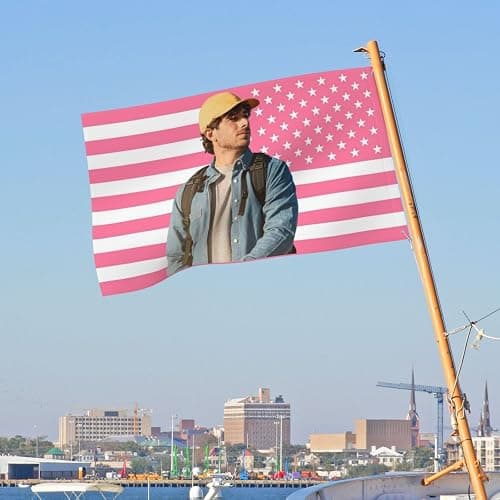 Custom Pink American Flag Personalized American Flag Themed Wall Decor Banner For Room Customizable To Add Your Photos Or Text.Size(2x3/3x5/4x6/5x8ft) thumbnail 6