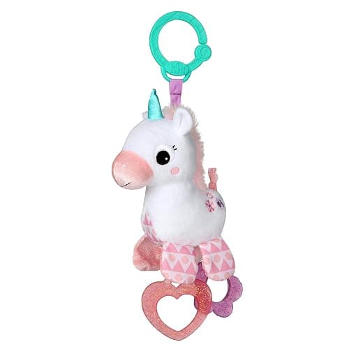 Bright Starts Unicorn Sparkle & Shine Plush Take-Along Stroller or Carrier Toy, Ages 0 Month+, Pink - Image 1