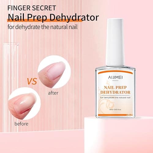 AIJIMEI Professional Natural Nail Polish Dehydration and Acid Free Primer for Acrylic Acid and Gel Nail Polish, Quick Drying Advanced Adhesive Set（18ml/0.63fl.oz) thumbnail 2
