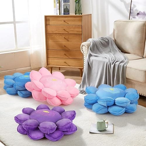 Lotus Flower Floor Pillows, Large Cushion Inspired by Lotus Flower Design, Decorative Seating for Living Room, Bedroom, and Lounge, Soft Washable Floor Cushion for Relaxation, and Family Activities thumbnail 8