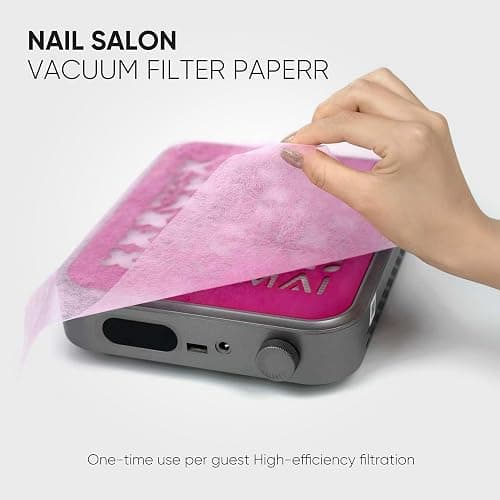 HALMAI 200 Sheets Nail Dust Collector Filter Paper, Disposable Nail Dust Filters for Most Nail Dust Collector Machine, Nail Vacuum for Nail Salon Spa Tech Supplies & Accessories (Pink) thumbnail 2