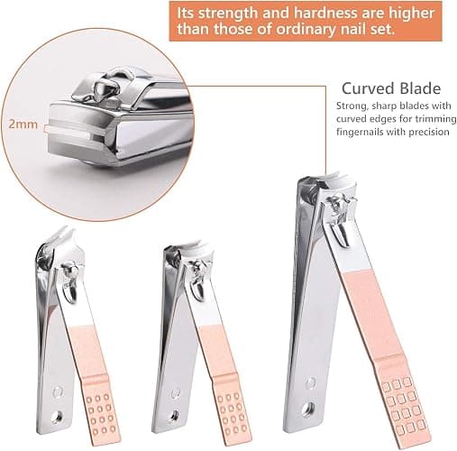 URAQT Nagelknipser, 18-teiliges Maniküre Pediküre Set, Damen Edelstahl Werkzeuge, Professionelle Beauty Nagelpflege Kit für Zuhause, Reisen (Roségold) thumbnail 4