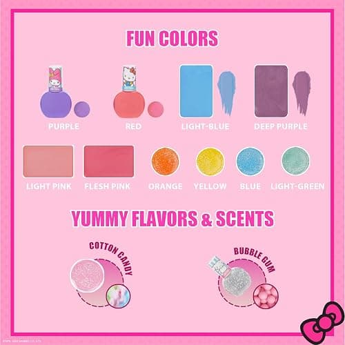 Hello Kitty Cosmetic Set for Girls Kids Includes Nail Lip Eye Cheek Makeup, Safe Non-Toxic Beauty Playset by Townley Girl thumbnail 4