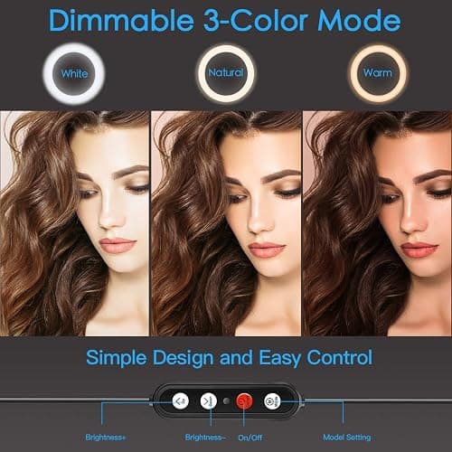 Kaiess 10.2" Selfie Ring Light with 65" Adjustable Tripod Stand & Phone Holder for Live Stream/Makeup, Upgraded Dimmable LED Ringlight for Tiktok/YouTube/Zoom Meeting/Photography thumbnail 7