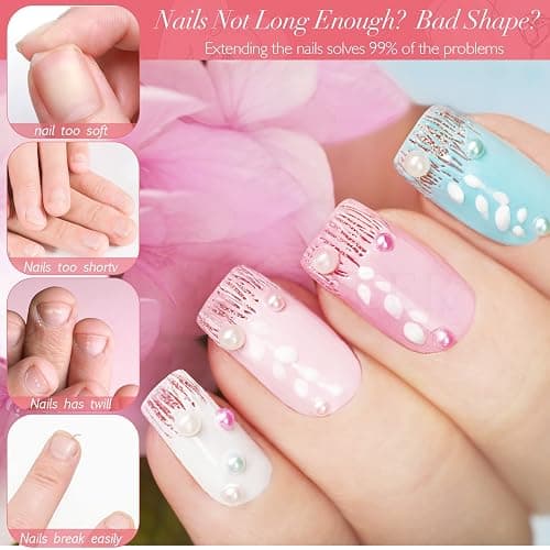 ZAHRVIA 420PCS Short Square Full Cover Nail Tips - Soak Off Easy Nail Extensions, Acrylic False Glue Press on for Art DIY Home (Medium Square) thumbnail 4