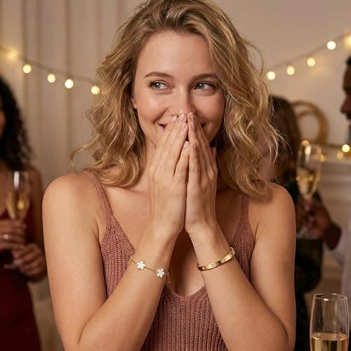 TENGWA 18k Vergoldet Schmuck Schmuck Gold Wasserfest 17+5 cm Kleeblatt Armband Weißer Glücksklee Geschenk zum Geburtstag Jahrestag Valentinstag Muttertag Oder Neujahr thumbnail 5