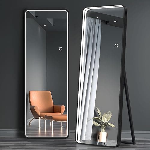 DlandHome Full Lenth Mirror with LED Lights, Free Standing Floor Mirror - Image 1