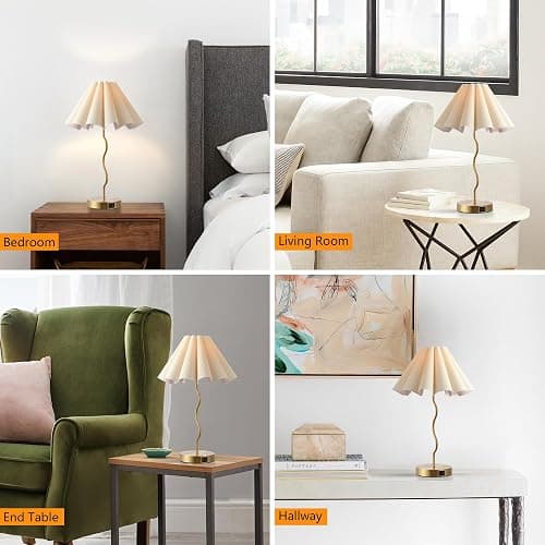 EOEYYOYB Pleated Table Lamp, Table Lamp for Bedroom, Bedside Lamps for Nightstand with Linen Lampshade, Modern Lamp for Bedroom Home Office Decor thumbnail 5
