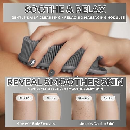 Silicone Body Scrubber for Shower - Gentle Exfoliating Back Scrubber with Soft Bristles - Avilana Premium Dual Sided Bath Brush Massage - Loofah Alternative for Sensitive Skin - Gift Women Men thumbnail 8
