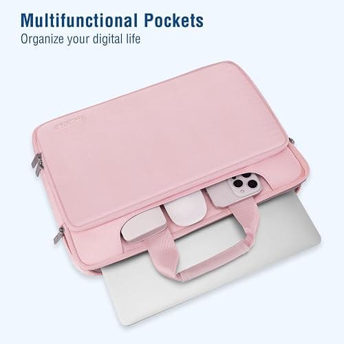 MOSISO 360 Protective Laptop Bag 15.6 inch, 15-16 inch Computer Bag Compatible with MacBook Air 15 inch/Pro 16 inch, HP,Dell,Lenovo,Asus,Notebook, Laptop Carrying Case with Strap&Handle, Pink thumbnail 5