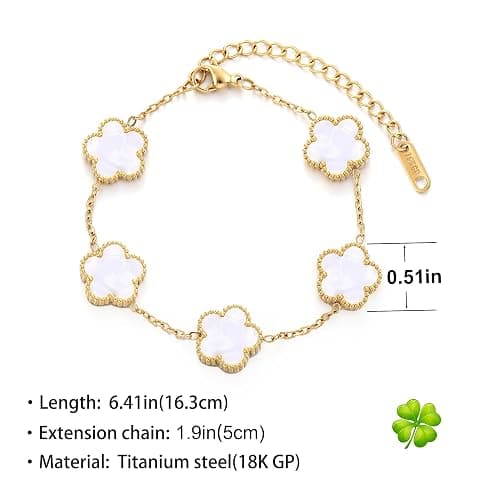 Clover Bracelets for Set Women, Van Cleef 18K Gold Plated Fashion Bracelet Four Leaf Lucky 5 Leaf Bracelet Jewelry Gifts 3Pcs thumbnail 2
