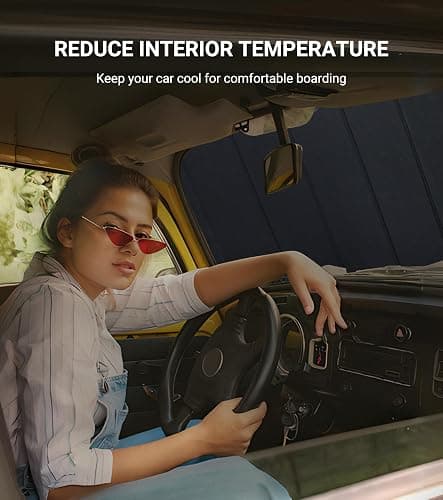 Pigenius Windshield Sun Shade for Tesla Model 3 2018-2025, Model Y 2020-2025 Front Window Sunshade - Safeguard thumbnail 4